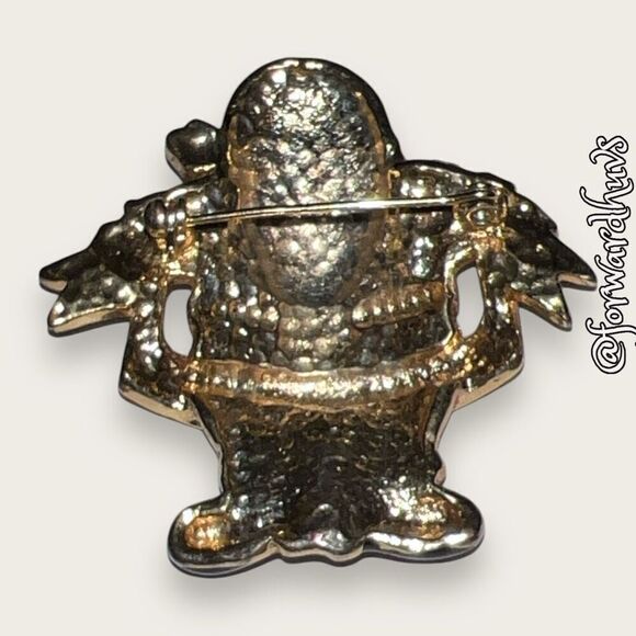 Vintage Santa Merry Christmas Metal & Enamel Brooch - Picture 9 of 11